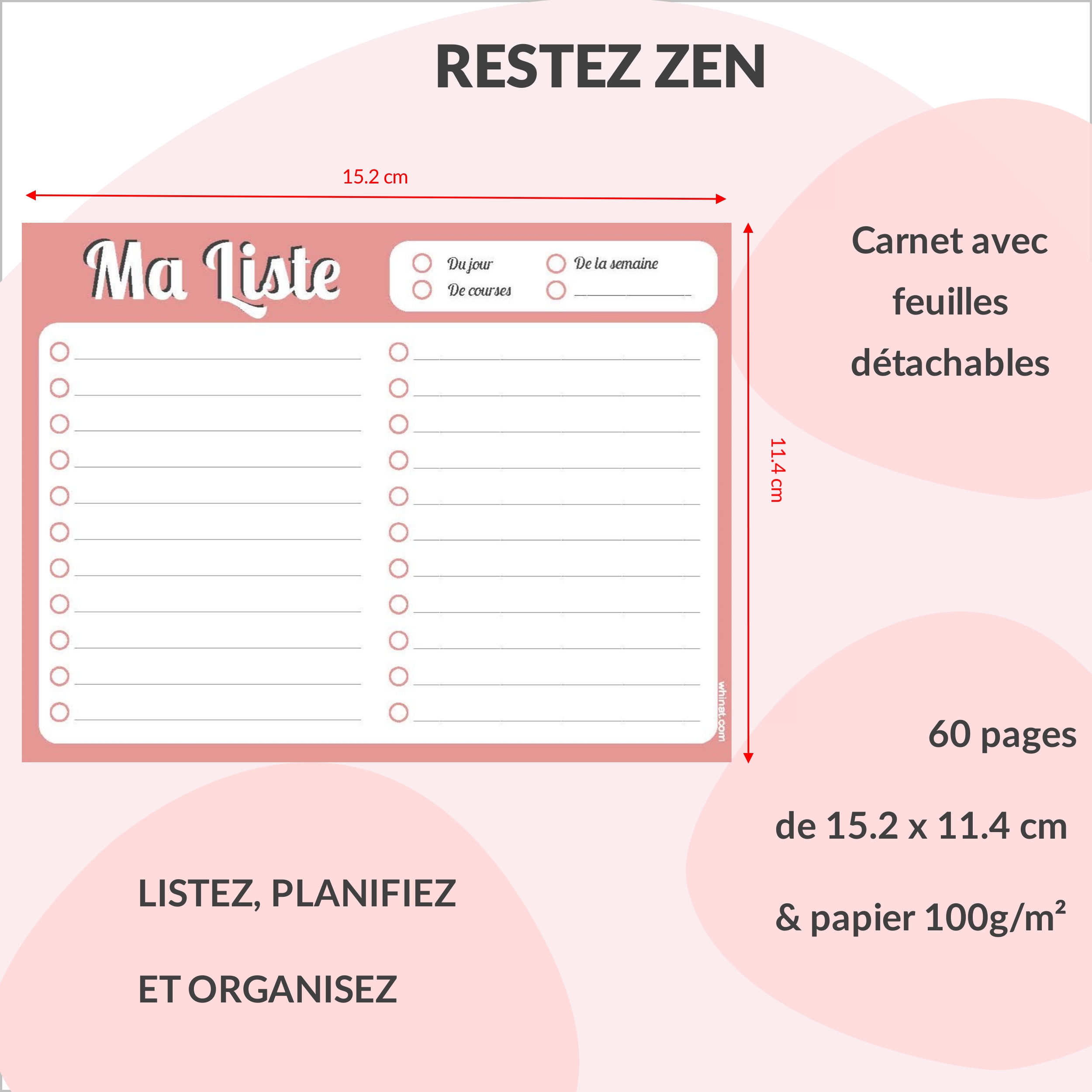 2 blocs notes « Ma liste » To Do List - Whinat