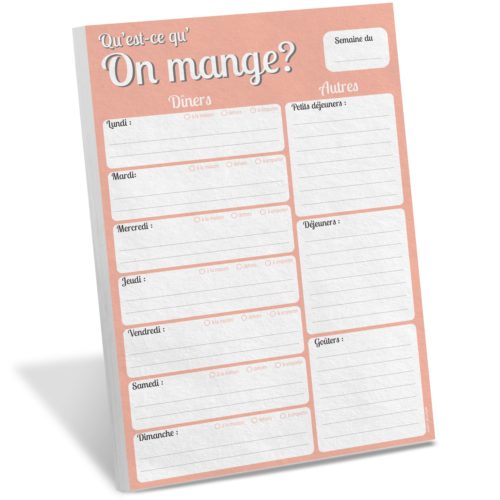 Magnetic fridge notepad What'are we eating? - List of weekly menus for the whole family