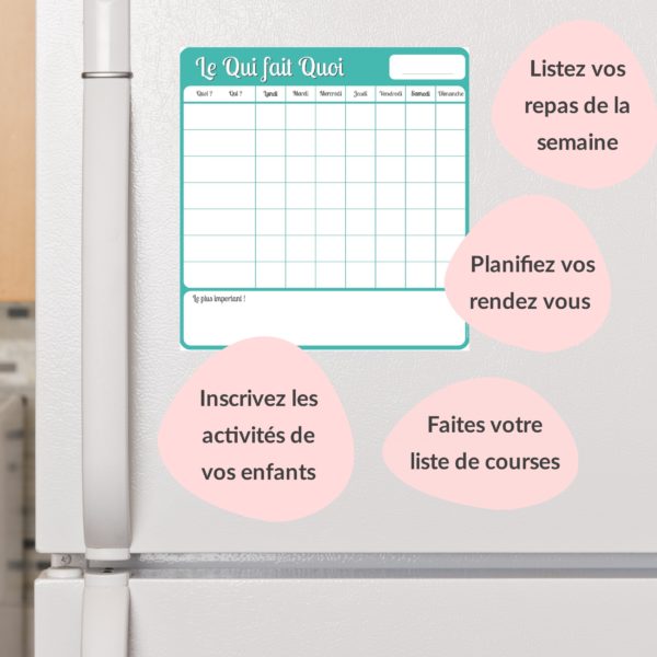 tableau magnétique frigo maison qui fait quoi tâches ménagères planning semaine quotidien