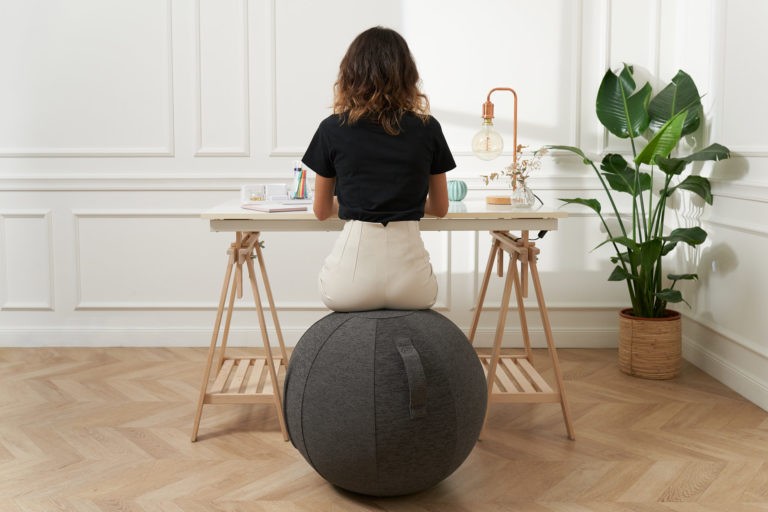 whiball office ergonomic ball seat ideal tele work sitting standing health back position tms