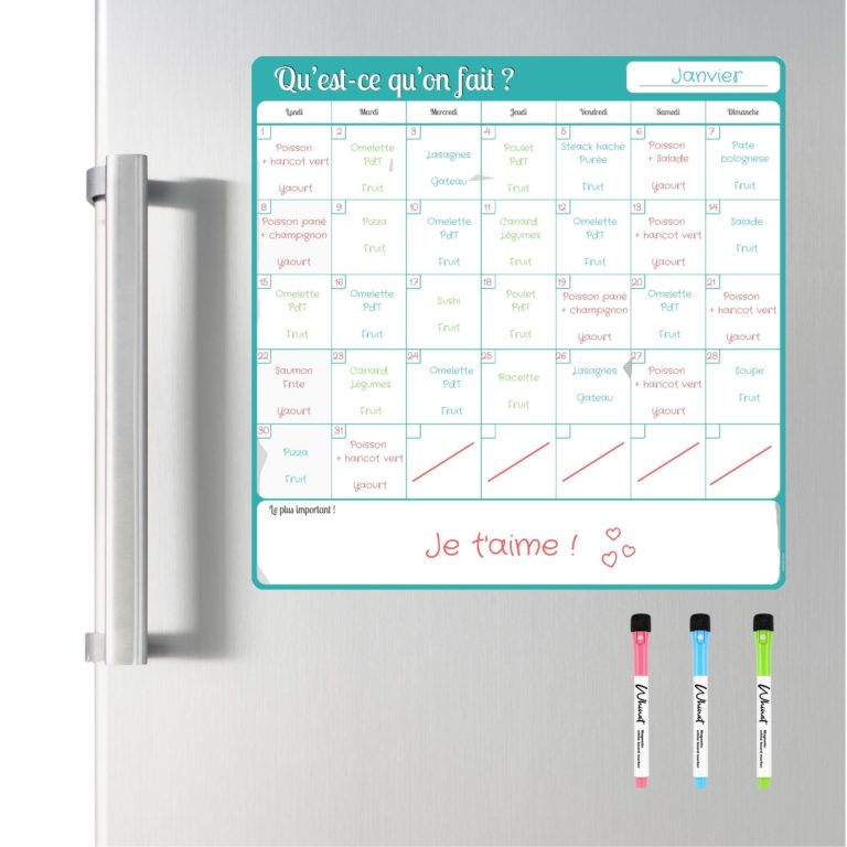 planificateur mensuel mois tableau magnetique frigo magnet memo souple et flexible